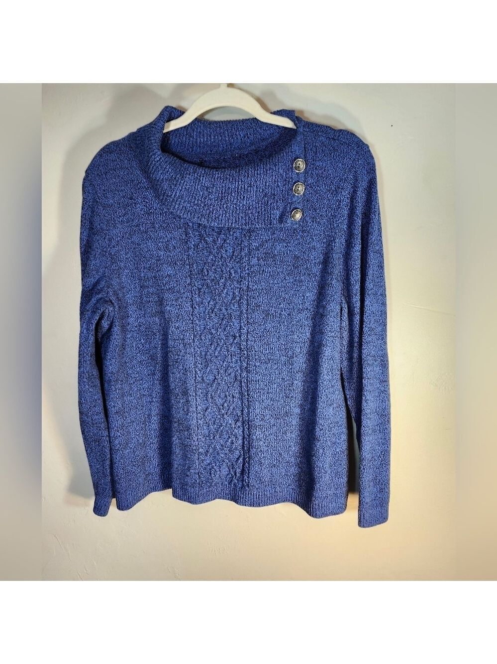 Christopher & Banks 100% Cotton Blue Sweater with Button Detail Sz L